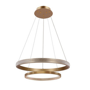 Złota lampa wisząca LED z kryształkami do salonu HASHIM 60+40 cm