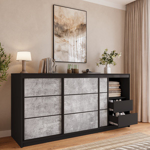 Komoda trzydrzwiowa do sypialni z szufladami i drążkiem 200 cm LOFT
