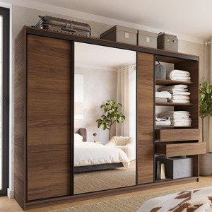 WYPRZEDAŻ Szafa przesuwna z lustrem 280 cm do sypialni LOFT orzech