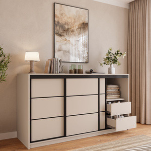 Beżowa komoda przesuwna z szufladami 180 cm LOFT