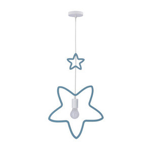 Niebieska lampa wisząca do pokoju dziecięcego Single Ss IQ Kids 1-punktowa