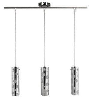 Chromowana lampa wisząca sufitowa 3-płomienna do salonu POINT metal szkło