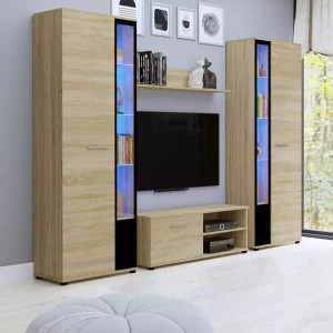 WYPRZEDAŻ Meblościanka Komoda RTV Witryna Cube XL dąb sonoma