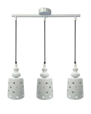 Biała lampa wisząca 3-płomienna do salonu HAMP metal
