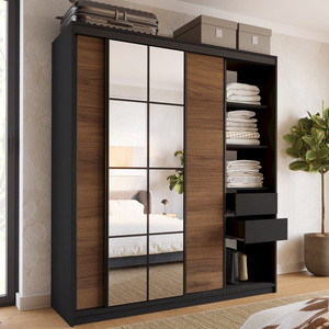 Szafa przesuwna z lustrem 180 cm do sypialni EDGE orzech