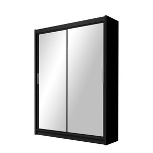 Czarna nowoczesna szafa z dużym lustrem 120 cm PASCAL
