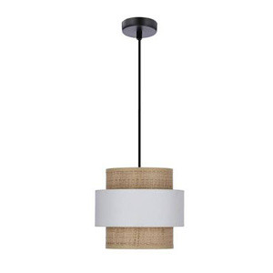Biała lampa wisząca rattanowa do salonu z abażurem 1xE27