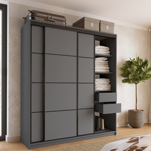 WYPRZEDAŻ Pojemna szafa przesuwna z szufladami i półkami 180 cm LOFT