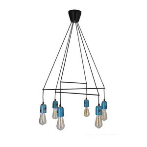 Czarna lampa wisząca do salonu VIDER 6-punktowa metalowa