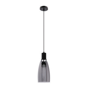 Czarna lampa wisząca z szarym kloszem 1-punktowa UDIN BIG