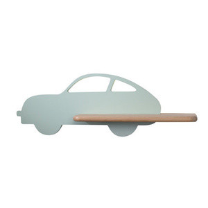 Zielony kinkiet ścienny z półką LED 5W do pokoju dziecka IQ Kids Car drewniany