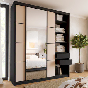 WYPRZEDAŻ Loftowa szafa przesuwna z lustrem 200 cm LOFT MAX beż piaskowy