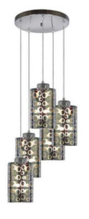 Srebrna lampa wisząca do salonu 5xE27 regulowana wysokość NOCTURNO metal szkło