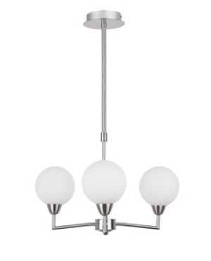 Lampa wisząca 3-płomienna z regulacją wysokości do salonu LOGOS metal szkło