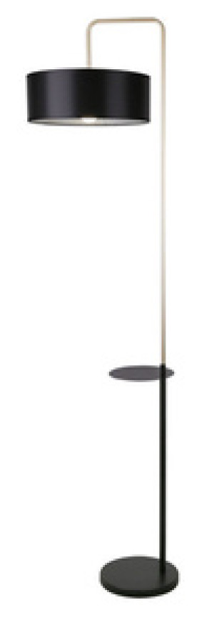 Czarno-złota lampa stojąca do salonu z abażurem Impact