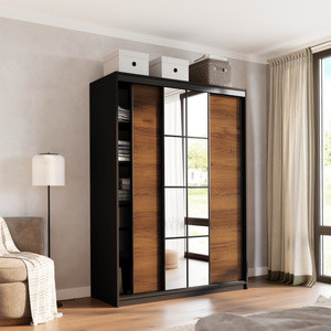 Szafa przesuwna z lustrem 150 cm do sypialni EDGE orzech