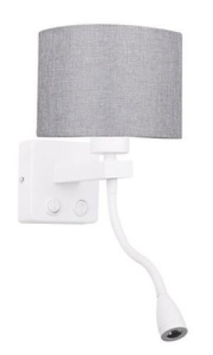 Biały kinkiet ścienny z lampką do czytania LED do sypialni Polo metal