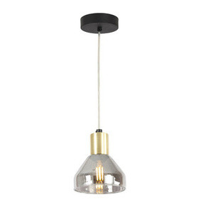 Czarna złota lampa wisząca do salonu GREGORY szklany klosz