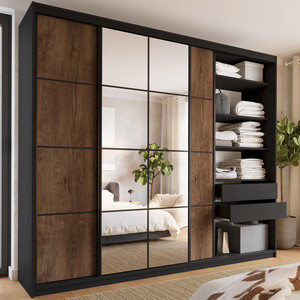 Wysoka szafa przesuwna z lustrem i drążkami 280 cm EDGE MAX
