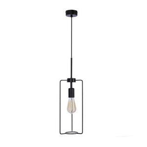 Czarna lampa wisząca regulowana do salonu Cord metal E27