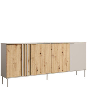 Czterodrzwiowa komoda 220 cm RUSTICA do salonu kaszmirowy beż