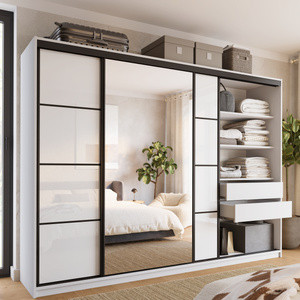 WYPRZEDAŻ Szafa z lustrem biała połysk 280 cm LOFT