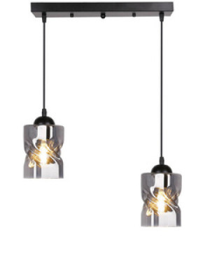 Czarna lampa wisząca industrialna na listwie 2xE27 do salonu FELIS