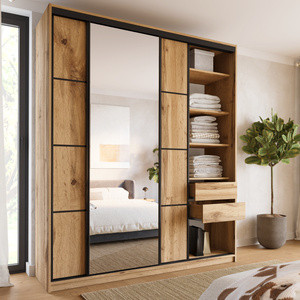WYPRZEDAŻ Pojemna szafa przesuwna z lustrem 200 cm LOFT MAX