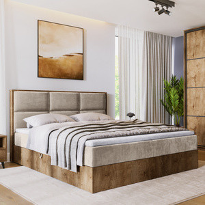 Dwuosobowe łóżko kontynentalne 180x200 cm z pojemnikiem na pościel LOFT