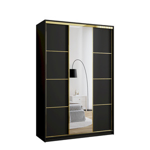 Czarna szafa przesuwna z lustrem 150 cm GOLD NEW