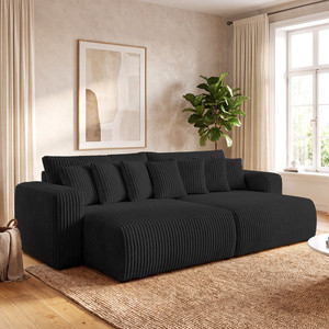Czarna sofa z głębokim siedziskiem do salonu HEVEN sztruks