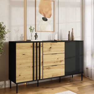 Komoda dwudrzwiowa z szufladami 165 cm do salonu RUSTICA czarna