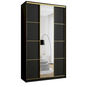 Czarna szafa przesuwna z lustrem 150 cm GOLD NEW MAX