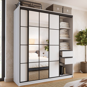 Biała nowoczesna szafa przesuwna z lustrem 180 cm EDGE