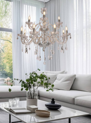 Przezroczysta lampa wisząca sufitowa 78 cm do salonu CRISTALLO chrom