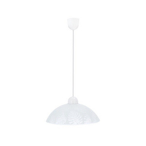 Biała lampa wisząca z kloszem w wzór do salonu ALCARA 1xE27