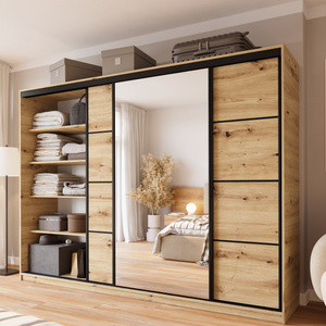 Szafa przesuwna z lustrem 280 cm do sypialni LARGO dąb artisan