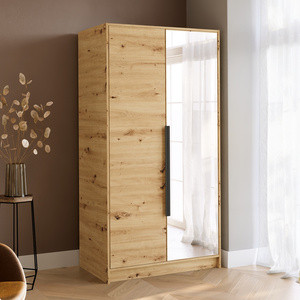Szafa z lustrem 100 cm na ubrania do garderoby LESTO dąb artisan