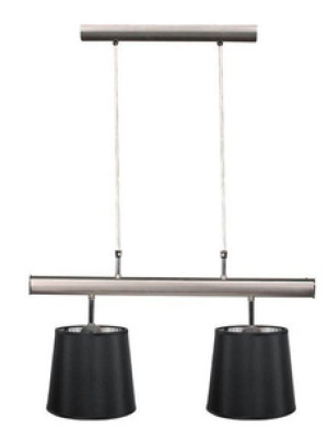 Lampa wisząca podwójna do salonu czarna satyna MILONGA metal tkanina