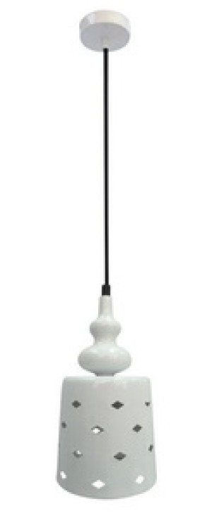Biała lampa wisząca z regulacją wysokości do salonu HAMP metal
