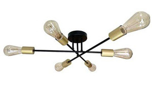 Czarna złota lampa sufitowa loft do salonu CRESPILO 6xE27 IP20