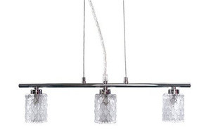 Chromowana lampa wisząca z regulacją wysokości do salonu BERTA 3-punktowa
