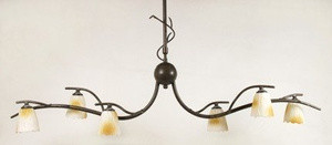 Patynowa lampa wisząca z regulacją wysokości 6-płomienna do salonu Mikado