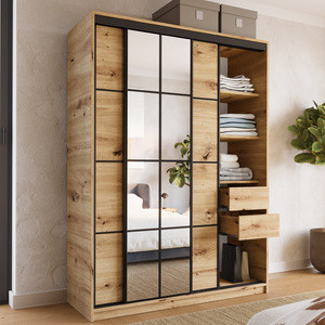 Trzydrzwiowa szafa przesuwna z lustrem 150 cm do sypialni EDGE