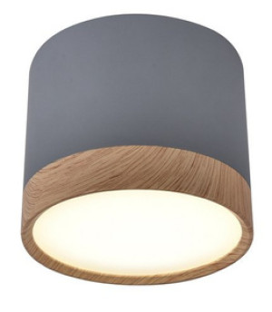 Szara drewniana lampa sufitowa tuba LED 9W do salonu TUBA
