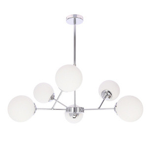 Srebrna lampa wisząca 8-punktowa do salonu BELWEDER metal