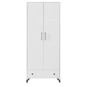 Biała szafa dwudrzwiowa 80 cm BOMBAY
