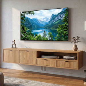 Wisząca szafka RTV 200 cm z szufladami ELVIO hikora naturalna