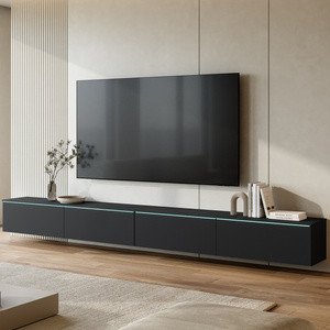 Szafka RTV 300 cm wisząca z oświetleniem LED BROMI grafit