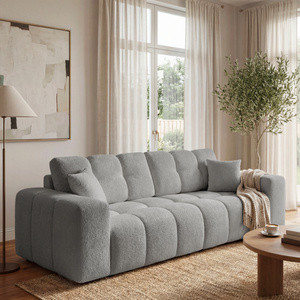 Szara sofa z funkcją spania rozkładana z pojemnikiem do salonu NEBU